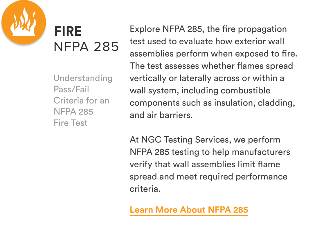 Fire testing NFPA 285